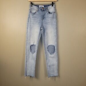 RSQ Women's High‎ Rise Straight Leg Distressed Ripped Jeans - Size 25, Blue